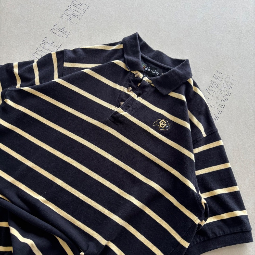 Y2K University of Colorado CU Buffaloes Striped Polo T-shirt